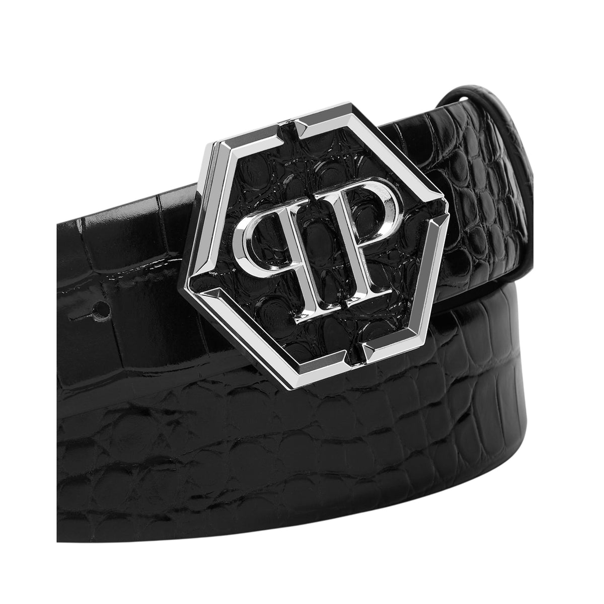 LEATHER BELT HEXAGON pq