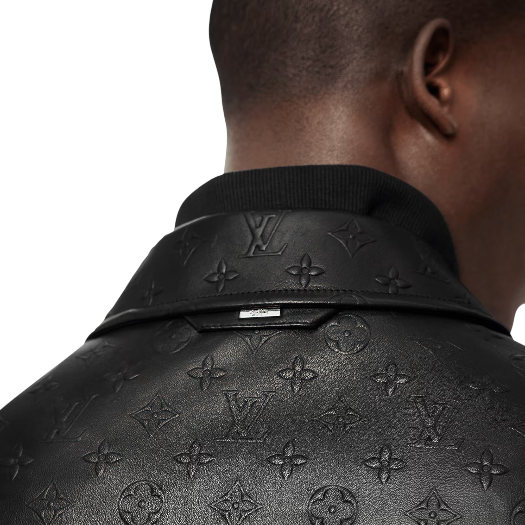 LVSE Embossed Monogram Mix Leather Blouson