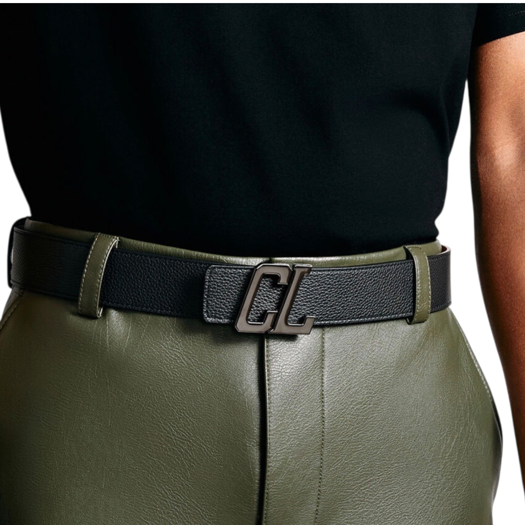 Christian Louboutin logo-lettered leather belt