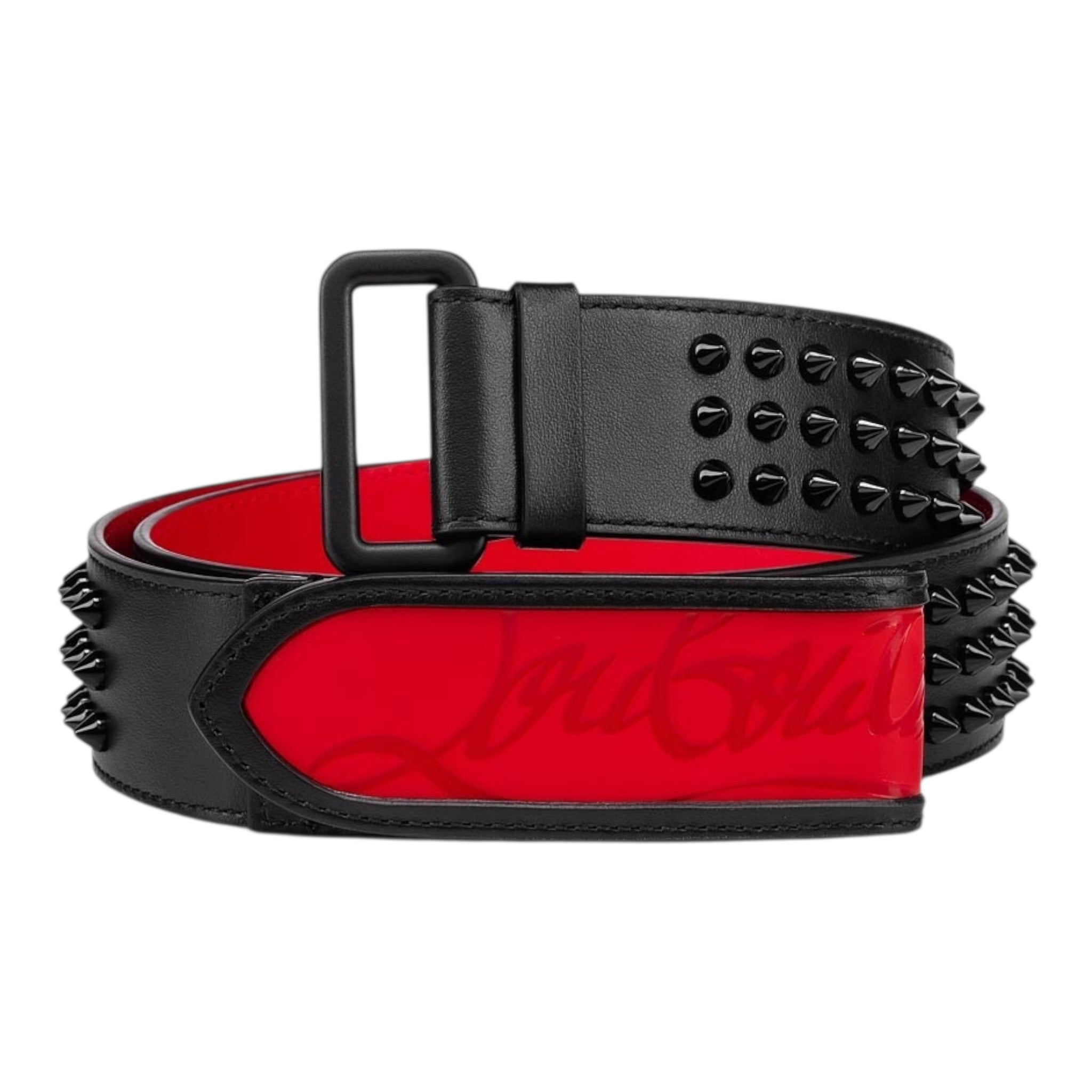 Loubi Belt - Calf leather and spikes - Black