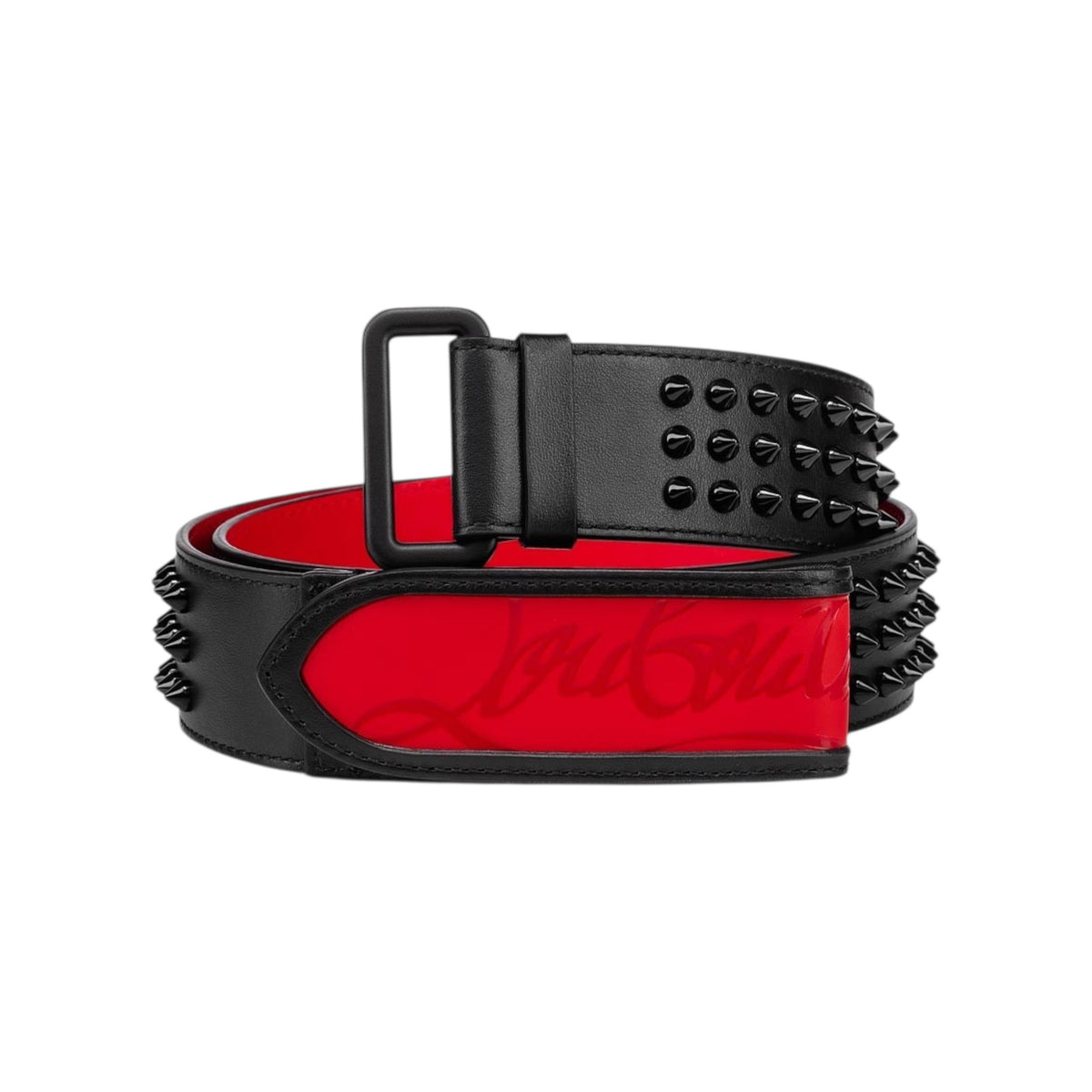 Loubi Belt - Calf leather and spikes - Black