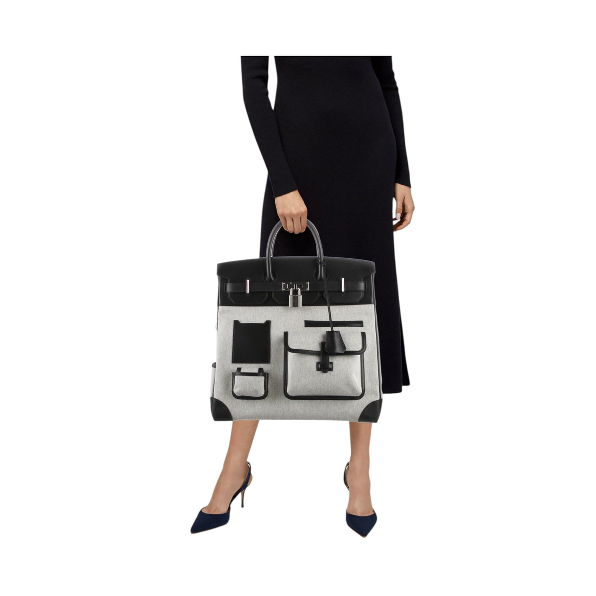 Hermes Cargo HAC Birkin 40 Black Box and Toile Palladium Hardware