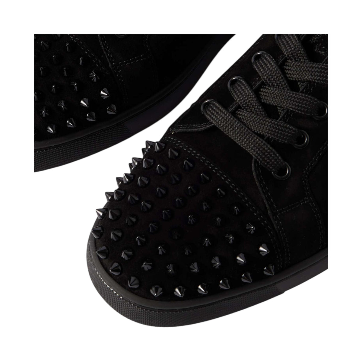 Christian Louboutin - Louis Junior Spikes Cap-Toe Suede Sneakers - Black