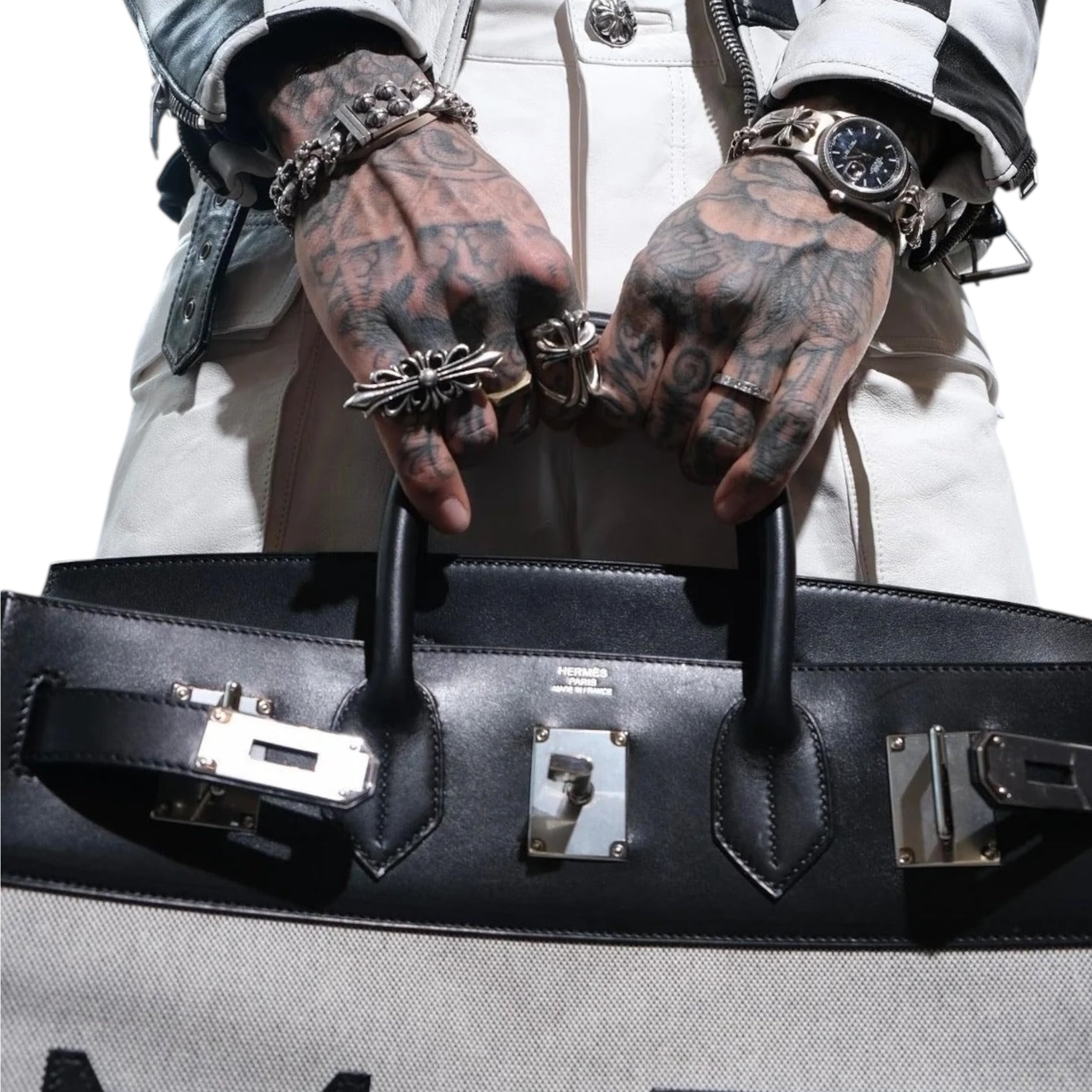 Hermes Cargo HAC Birkin 40 Black Box and Toile Palladium Hardware