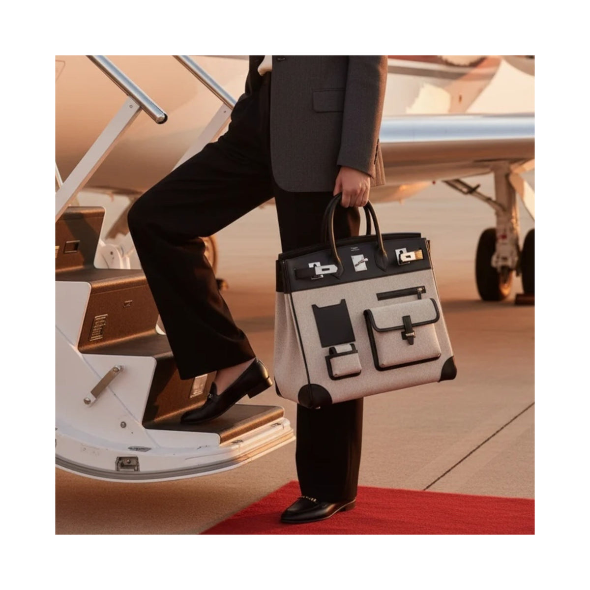 Hermes Cargo HAC Birkin 40 Black Box and Toile Palladium Hardware