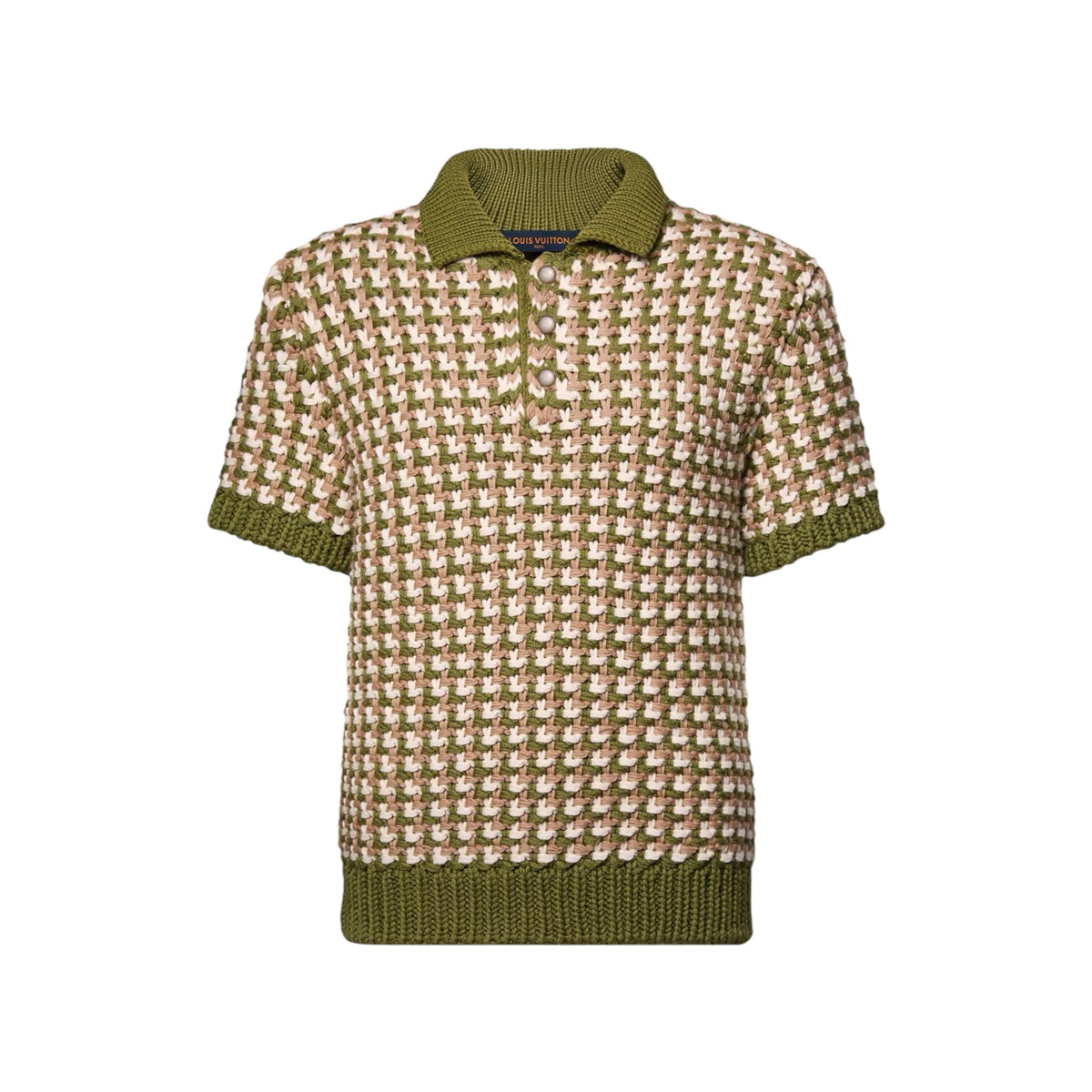 Short-Sleeved Wool-Knit Polo Shirt