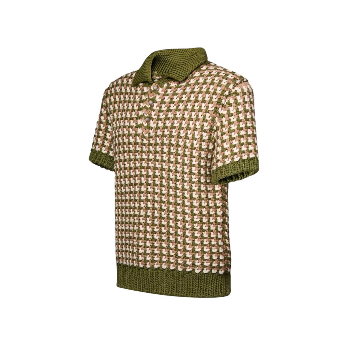 Short-Sleeved Wool-Knit Polo Shirt