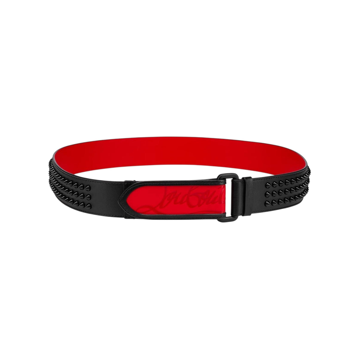 Loubi Belt - Calf leather and spikes - Black