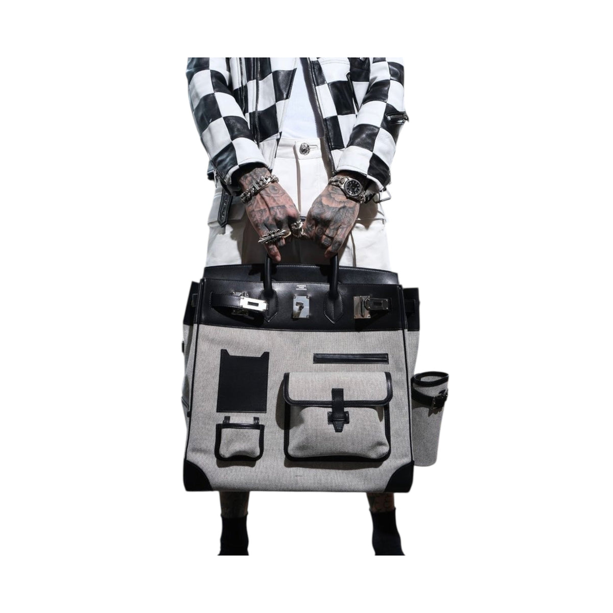 Hermes Cargo HAC Birkin 40 Black Box and Toile Palladium Hardware