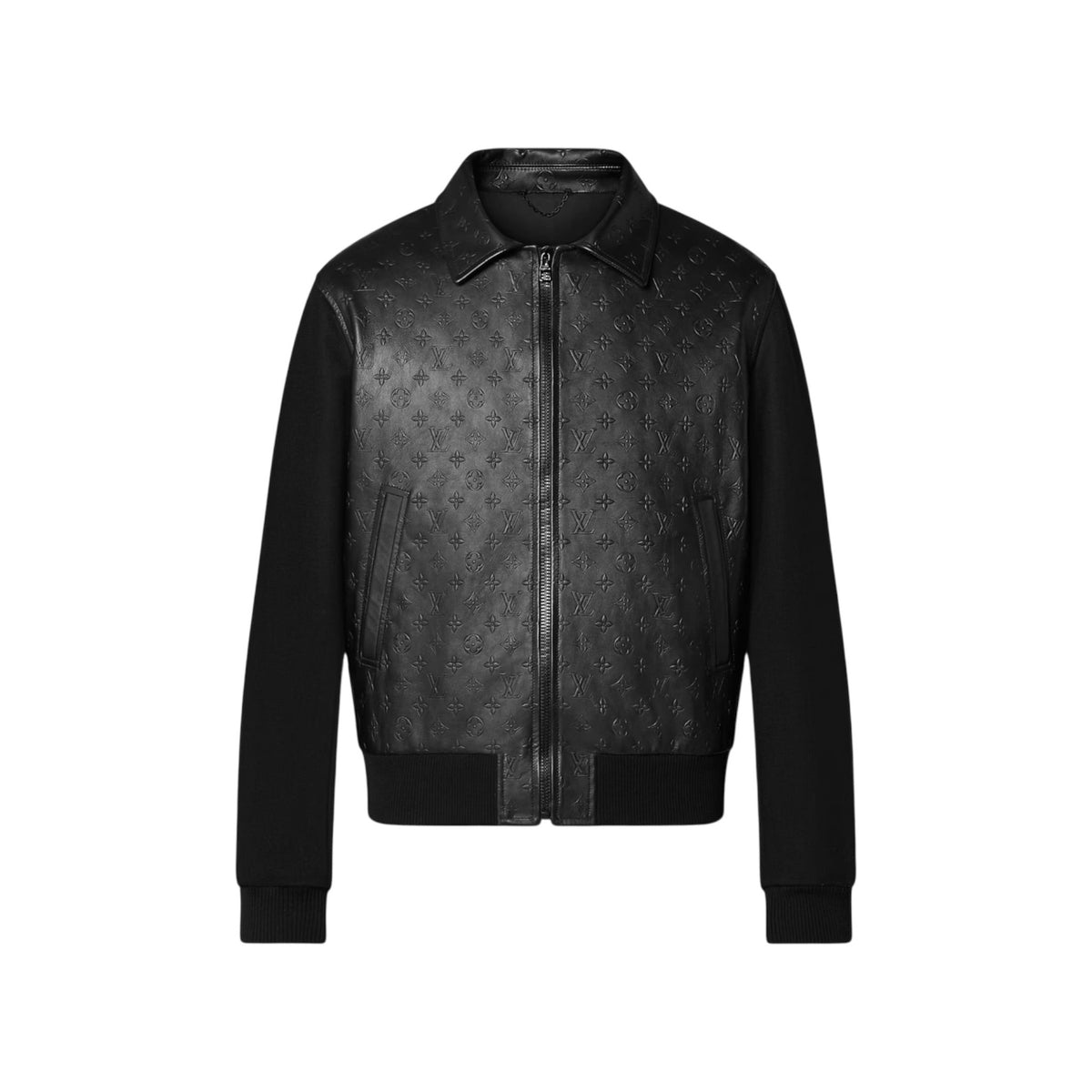 LVSE Embossed Monogram Mix Leather Blouson