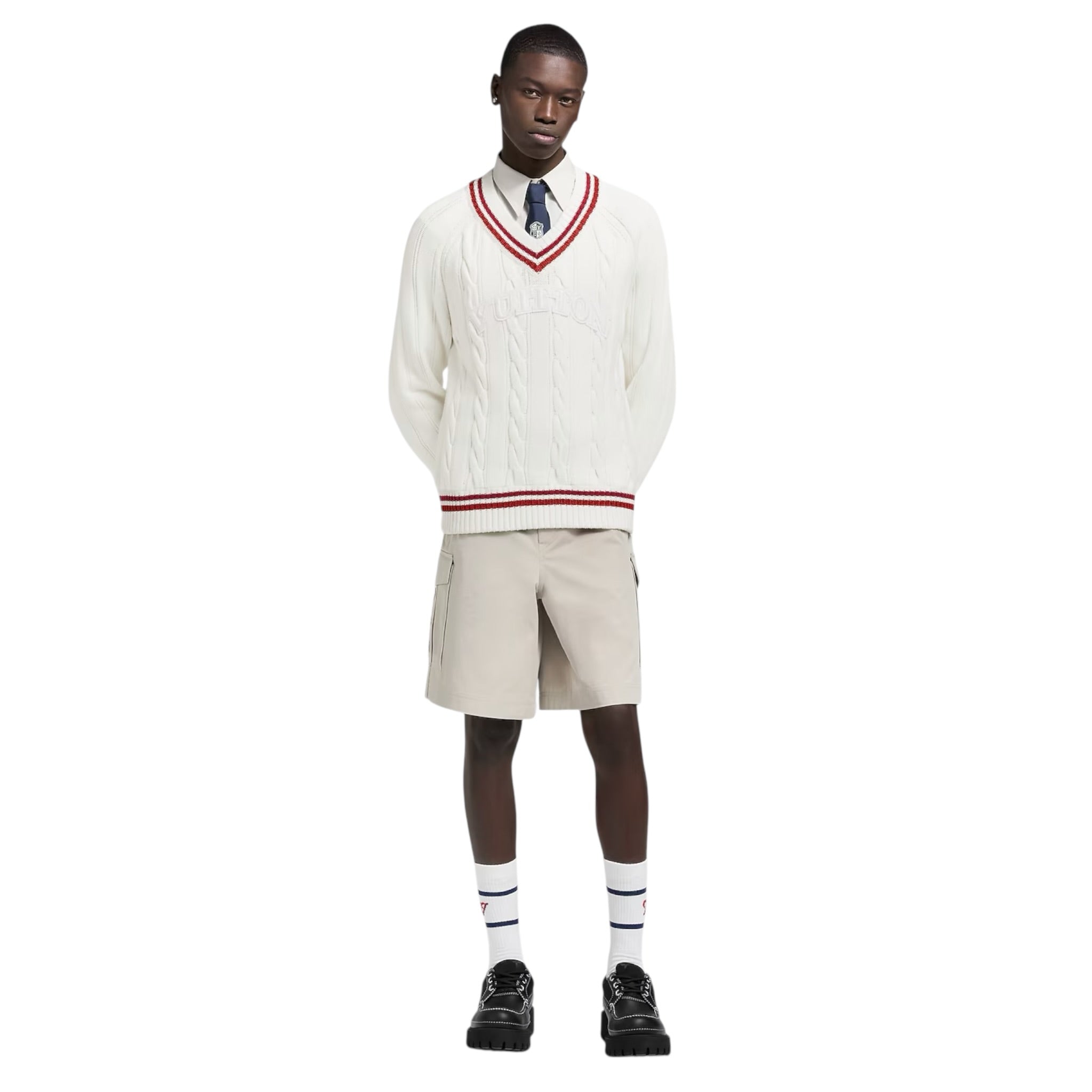 Preppy V-Neck Cable Pullover