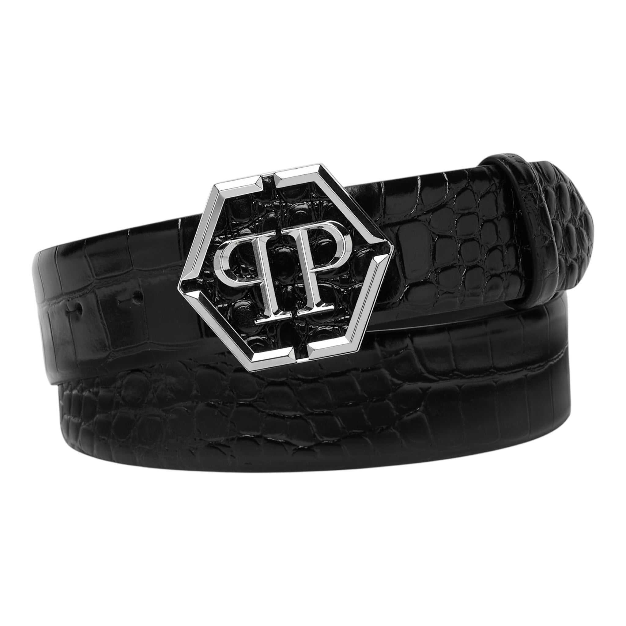 LEATHER BELT HEXAGON pq