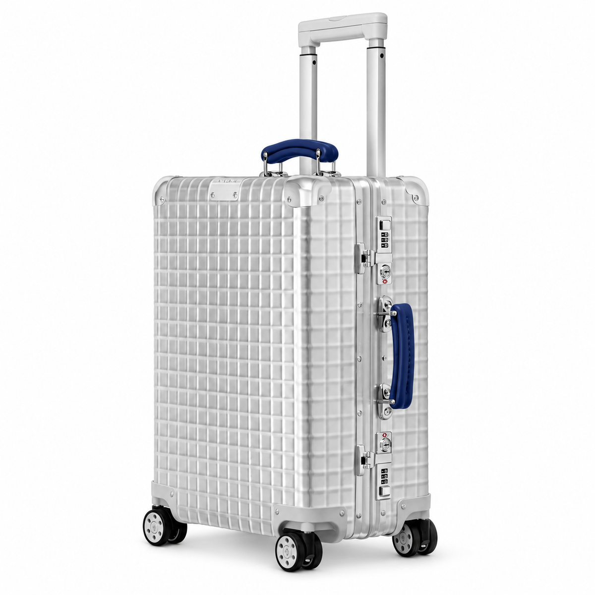 RIMOWA Classic Aluminum Grid Cabin Silver – angled