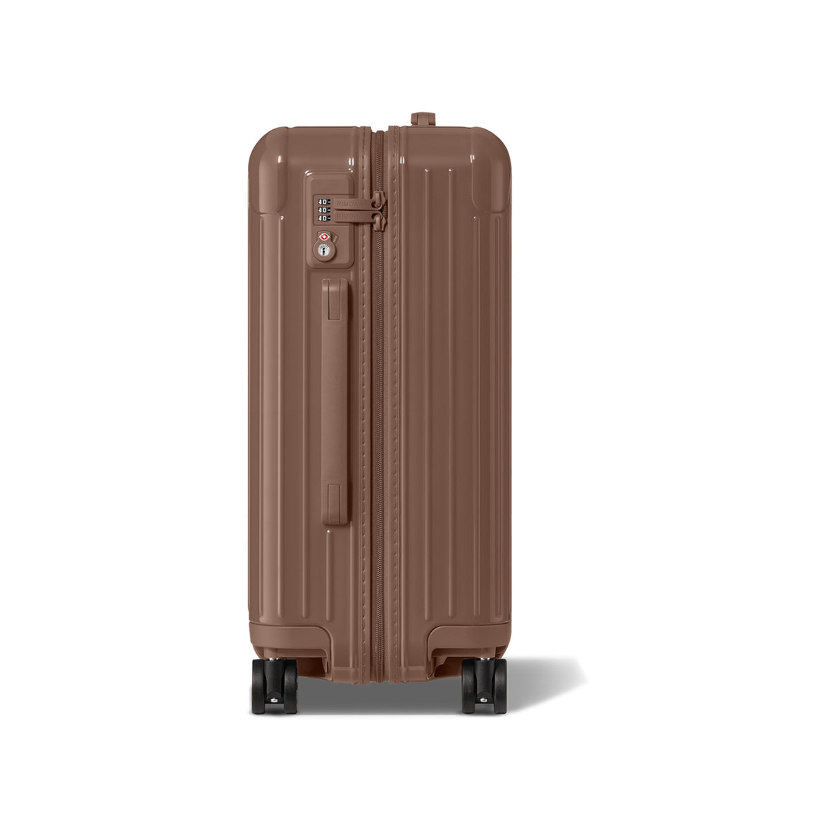 RIMOWA Essential Cabin – Gloss Umber Brown – view 3 on white background
