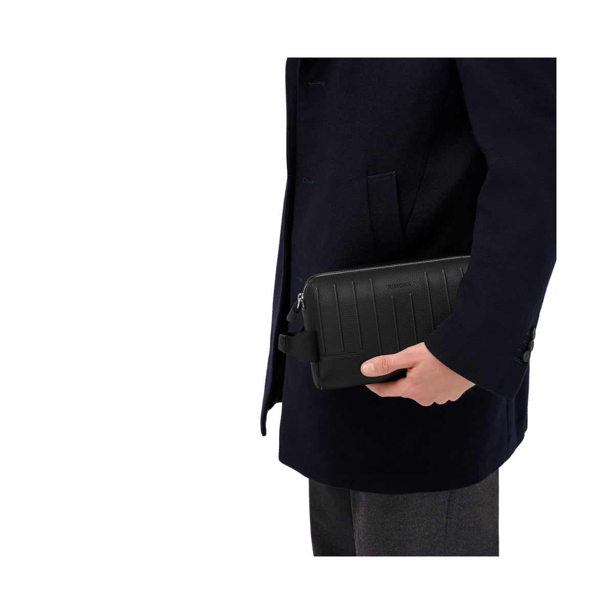 RIMOWA Never Still Leather Toiletry Bag Black — pouch carry
