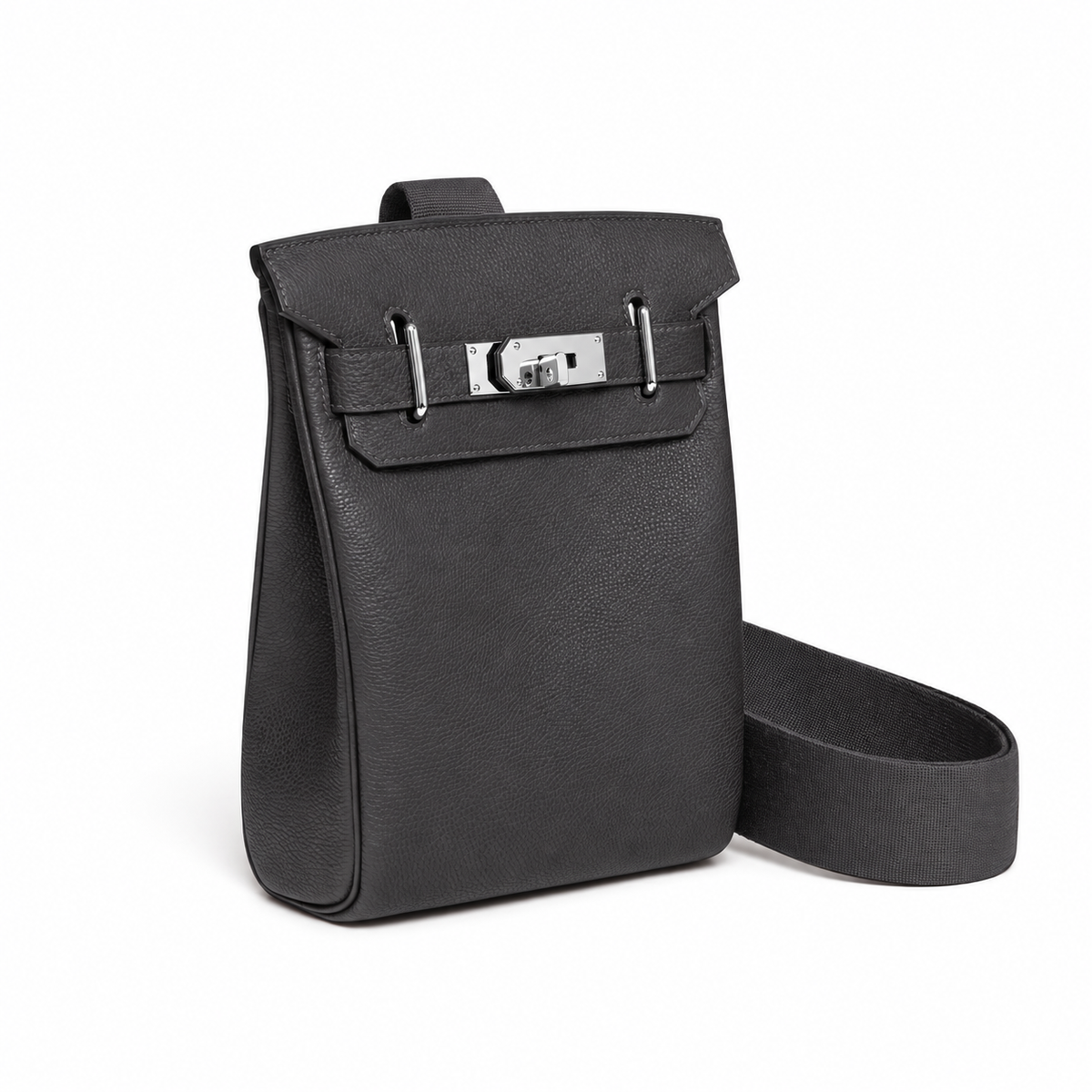 Hermès Hac a Dos PM – Ardoise – Three-quarter view on white background