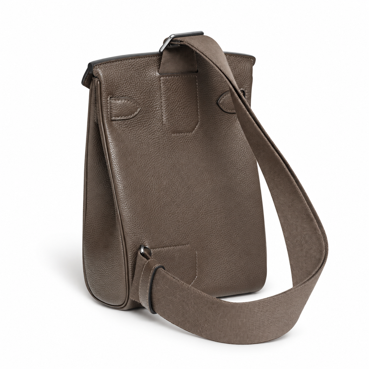 Hermès Hac a Dos PM – Gris Étain – Rear view on white background