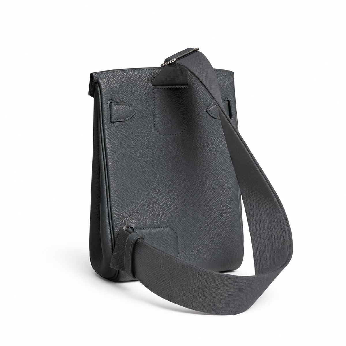 Hermès Hac a Dos PM – Gris Misty – Rear view on white background