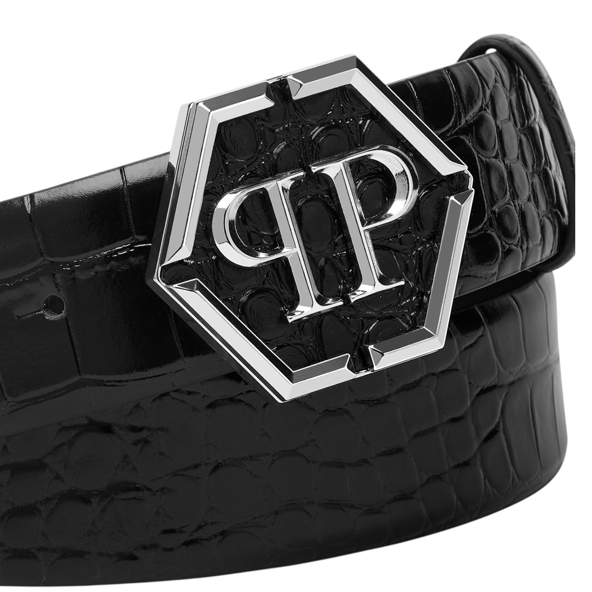 LEATHER BELT HEXAGON pq