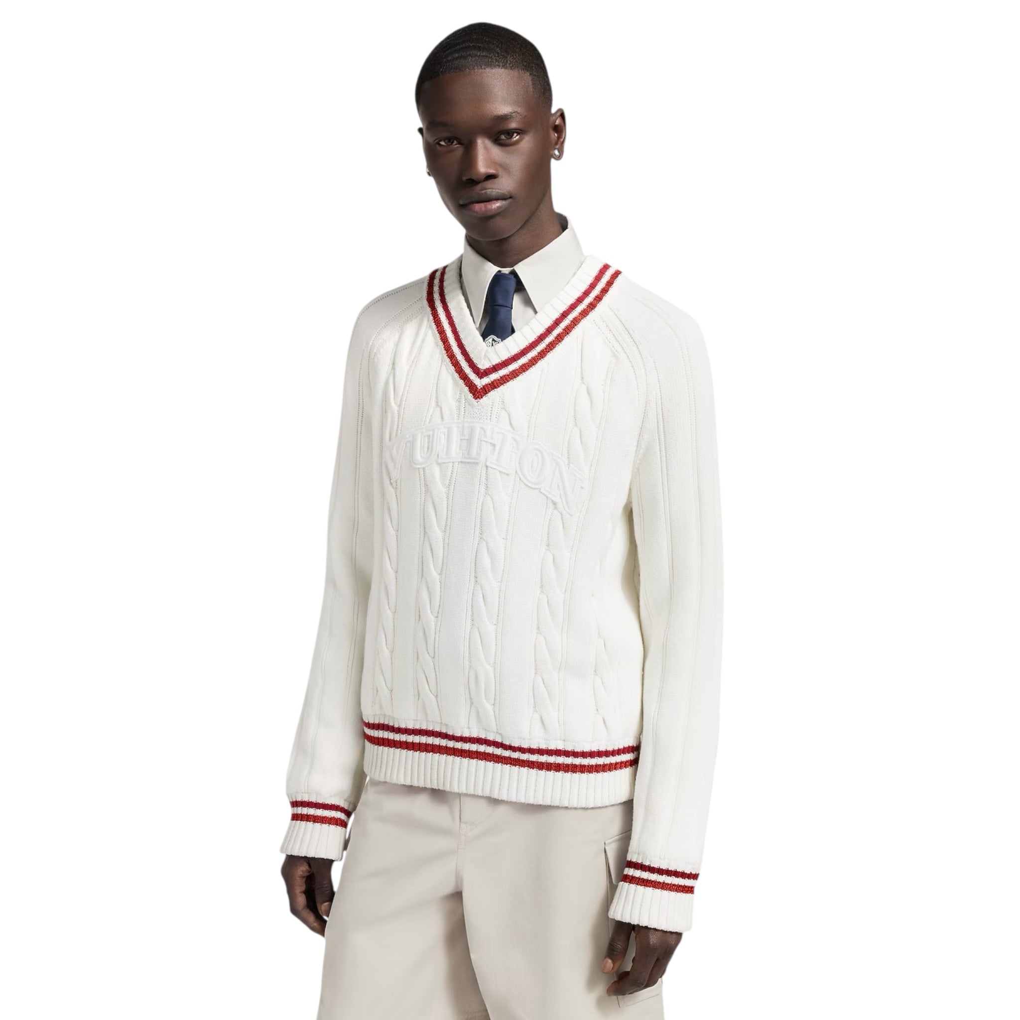 Preppy V-Neck Cable Pullover
