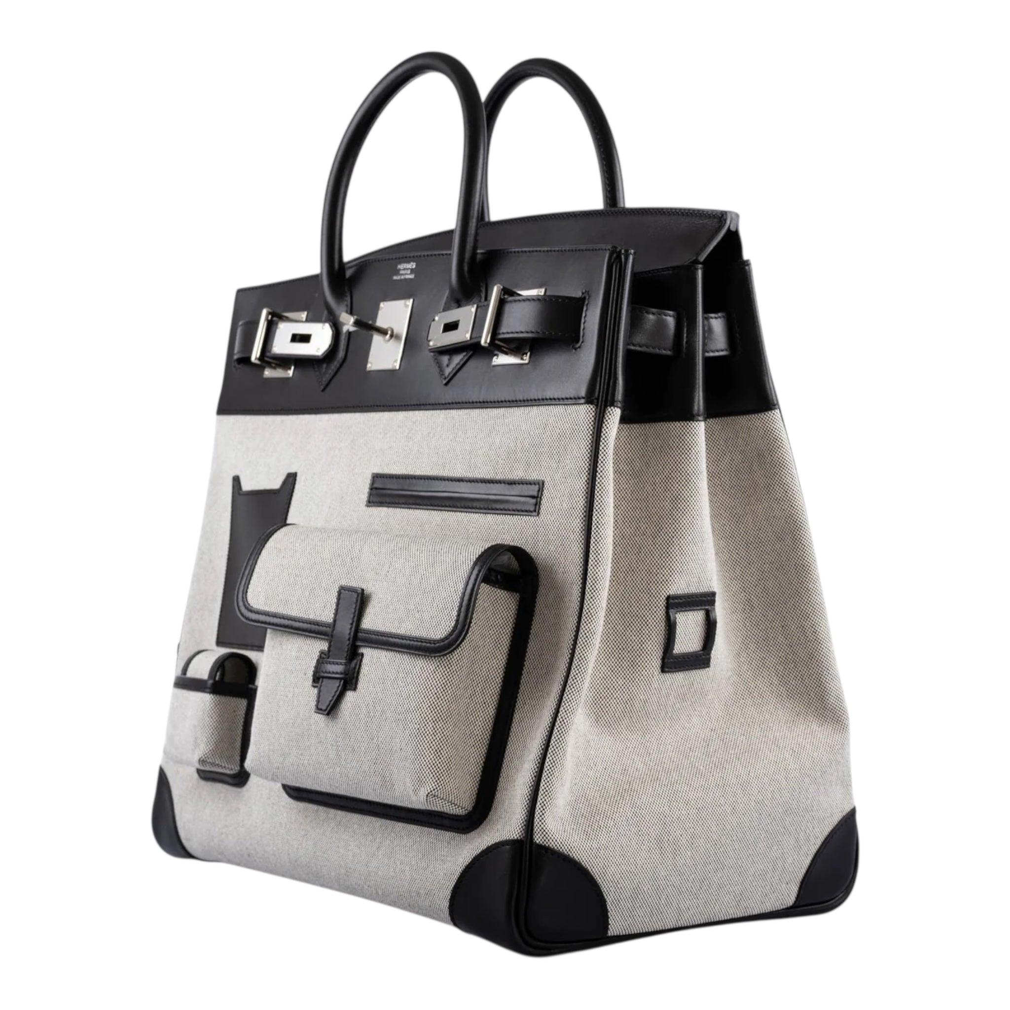 Hermes Cargo HAC Birkin 40 Black Box and Toile Palladium Hardware