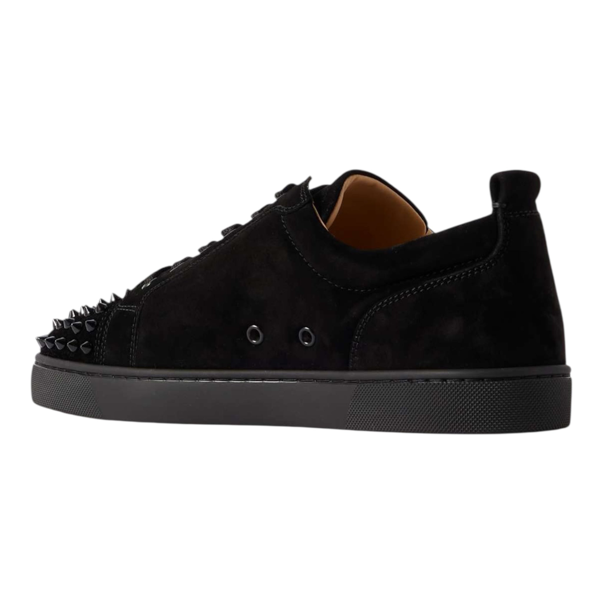 Christian Louboutin - Louis Junior Spikes Cap-Toe Suede Sneakers - Black