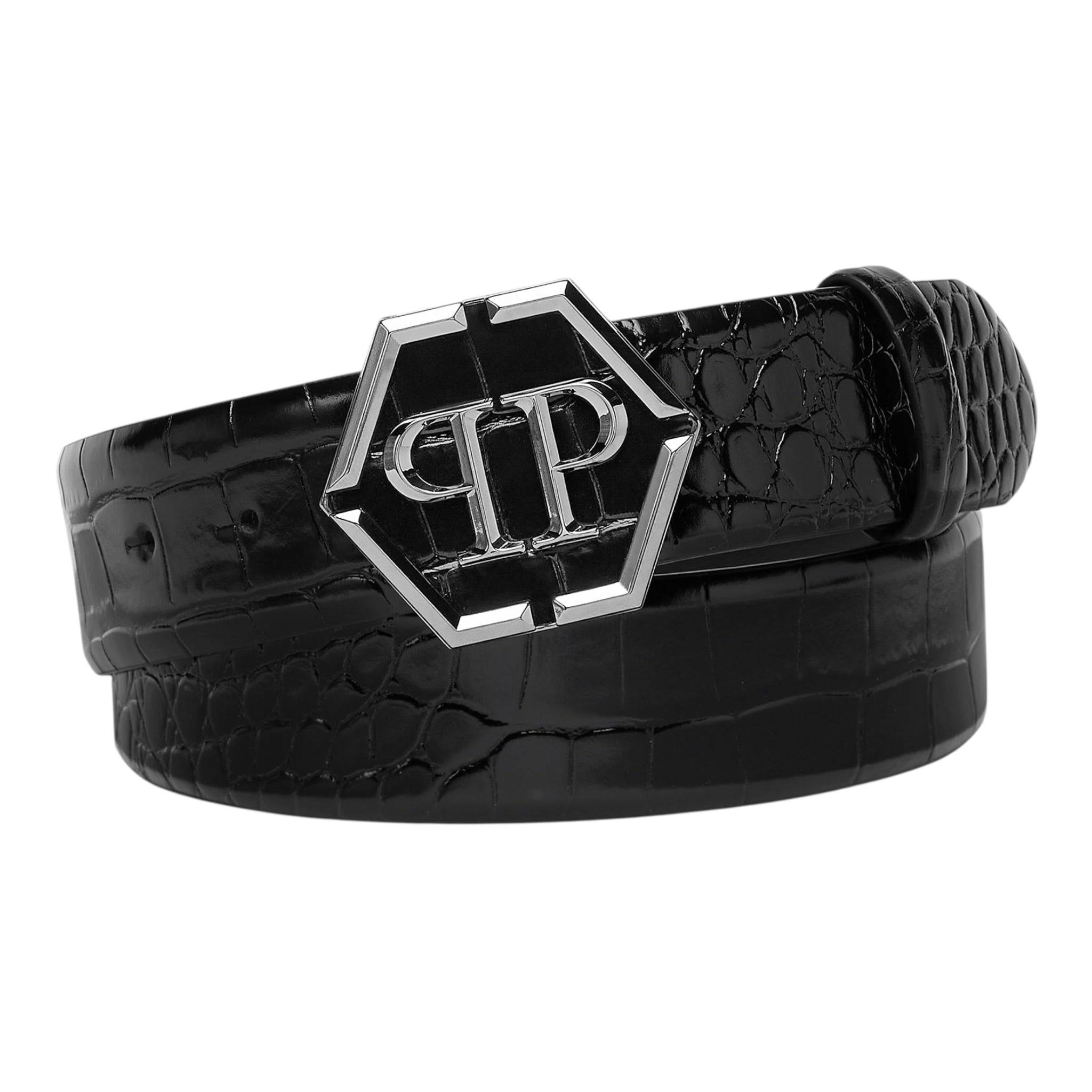 LEATHER BELT HEXAGON pq