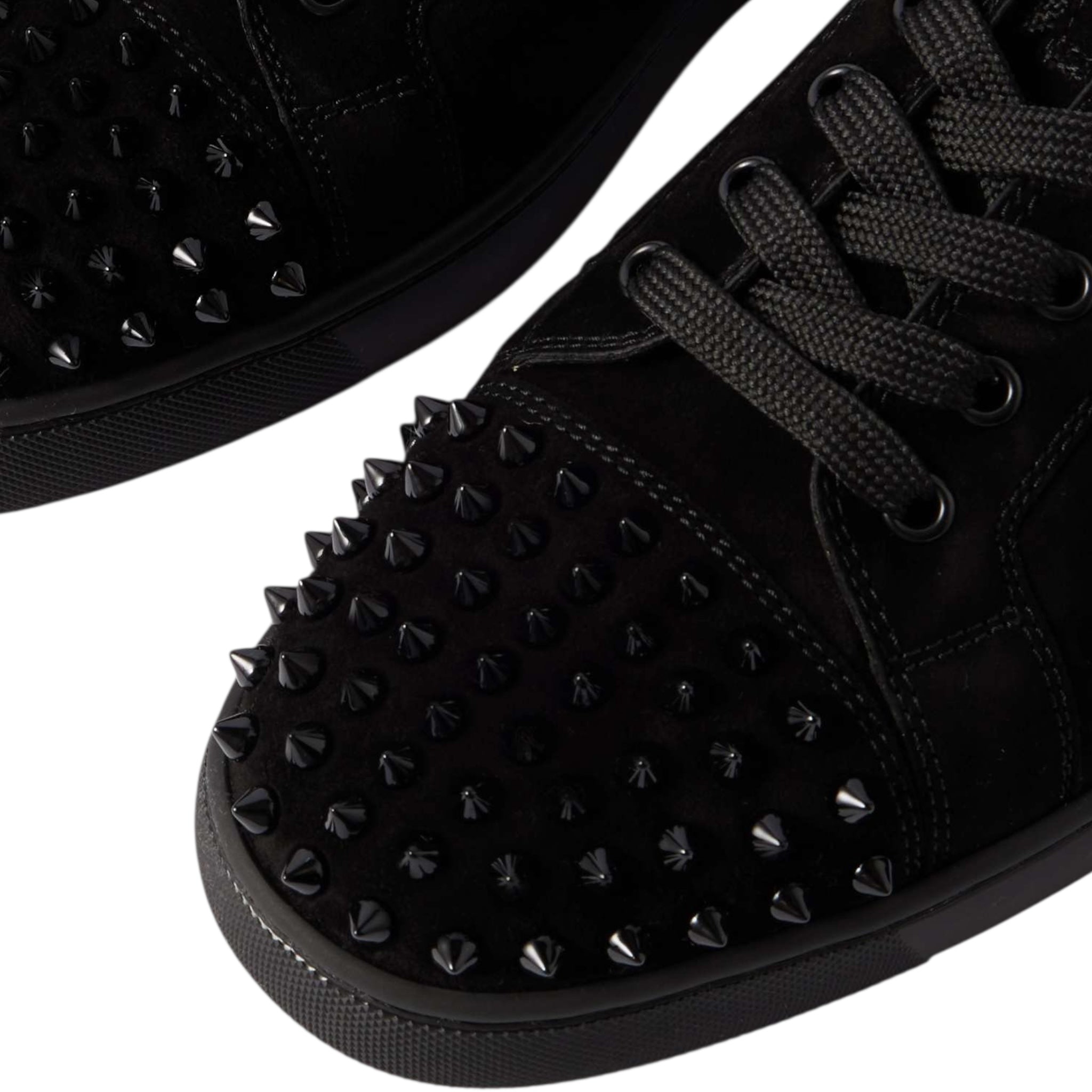 Christian Louboutin - Louis Junior Spikes Cap-Toe Suede Sneakers - Black
