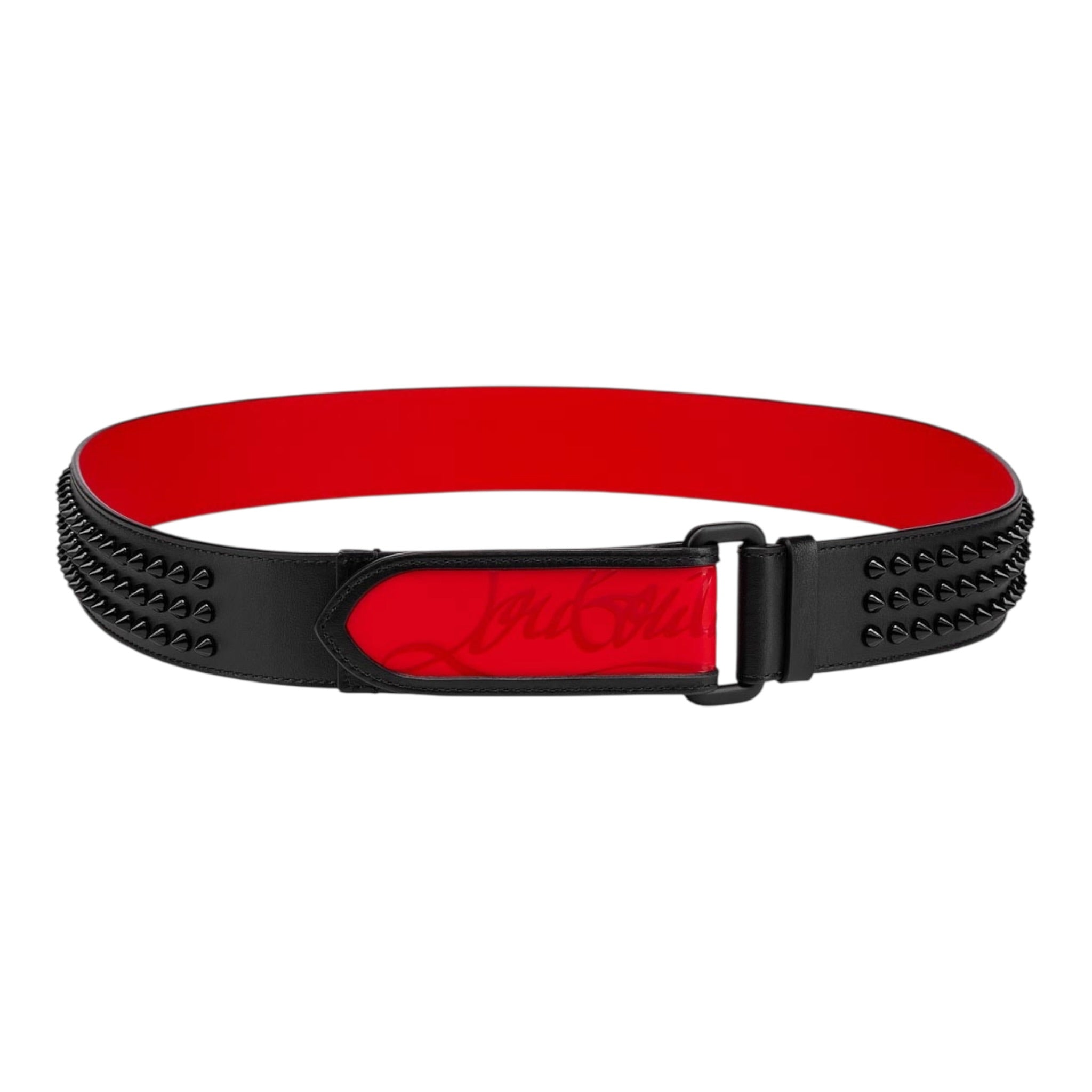 Loubi Belt - Calf leather and spikes - Black