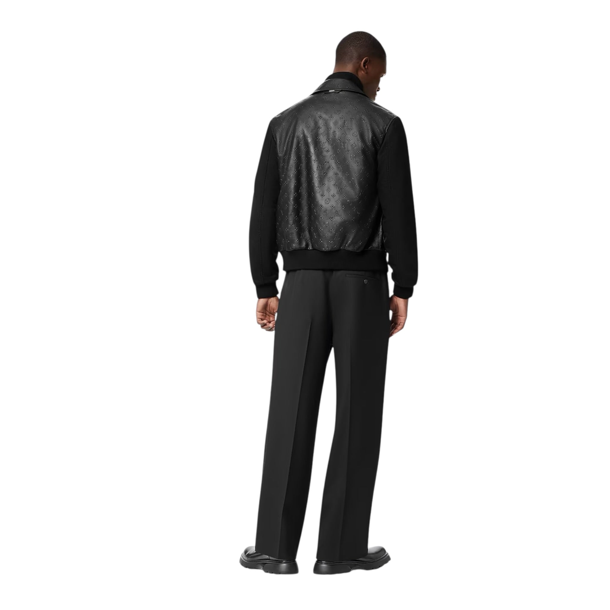 LVSE Embossed Monogram Mix Leather Blouson
