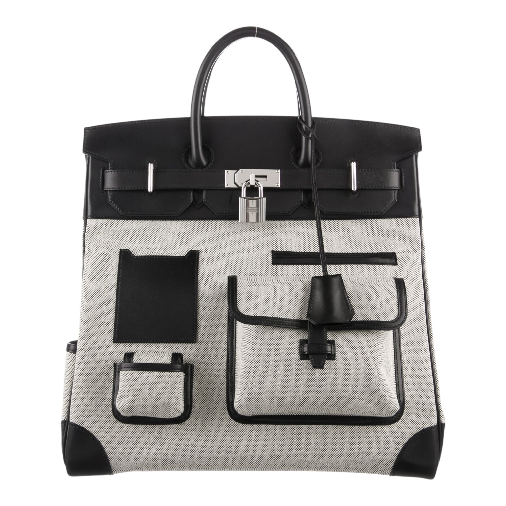 Hermes Cargo HAC Birkin 40 Black Box and Toile Palladium Hardware