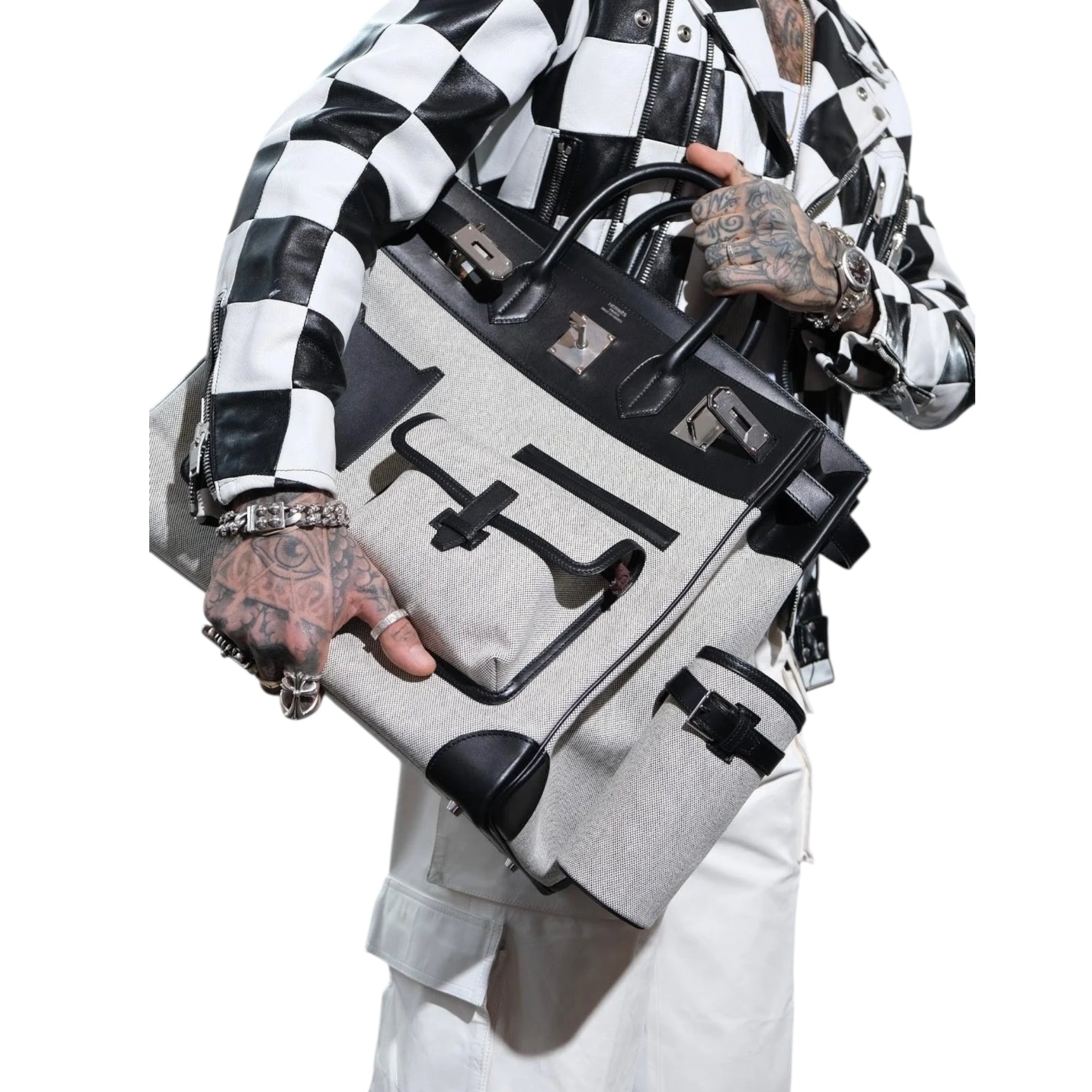 Hermes Cargo HAC Birkin 40 Black Box and Toile Palladium Hardware
