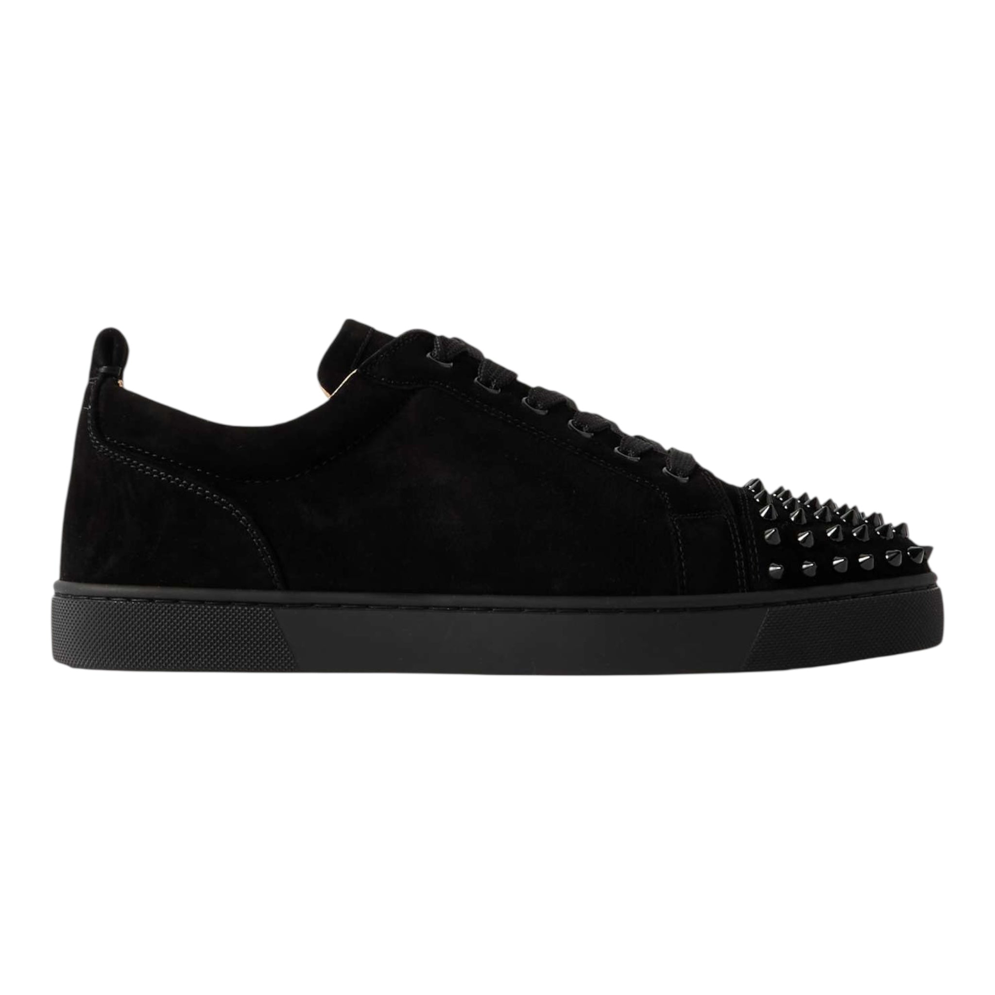 Christian Louboutin - Louis Junior Spikes Cap-Toe Suede Sneakers - Black