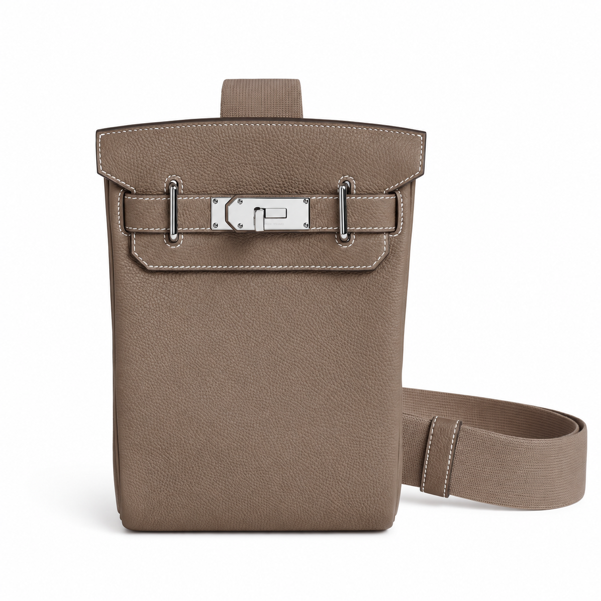 Hermès Hac a Dos PM – Étoupe – front on white background