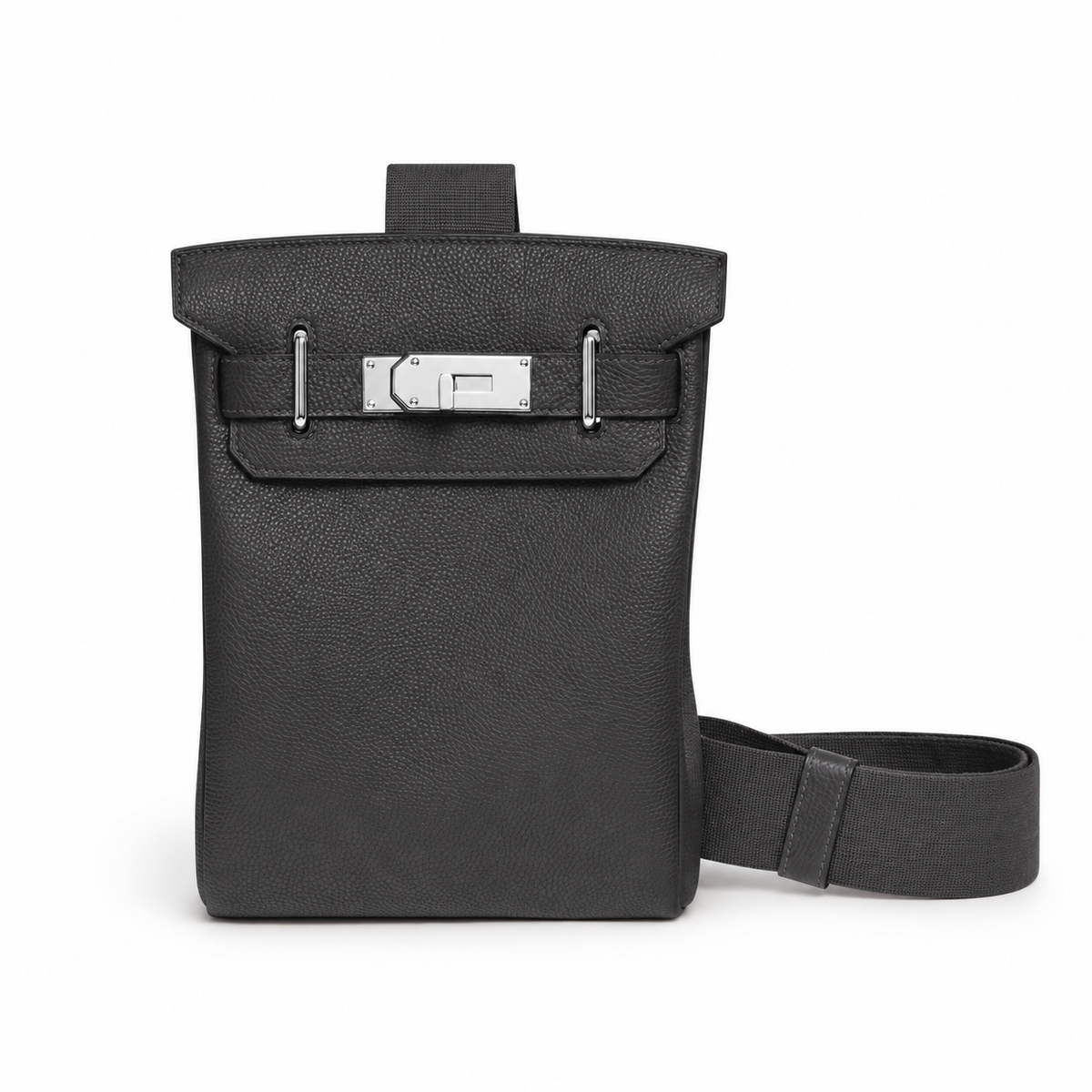 Hermès Hac a Dos PM – Ardoise – Front view on white background