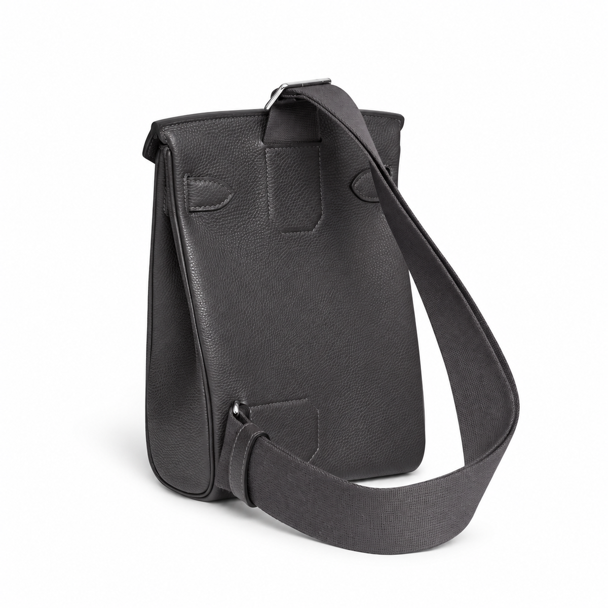 Hermès Hac a Dos PM – Ardoise – Rear view on white background