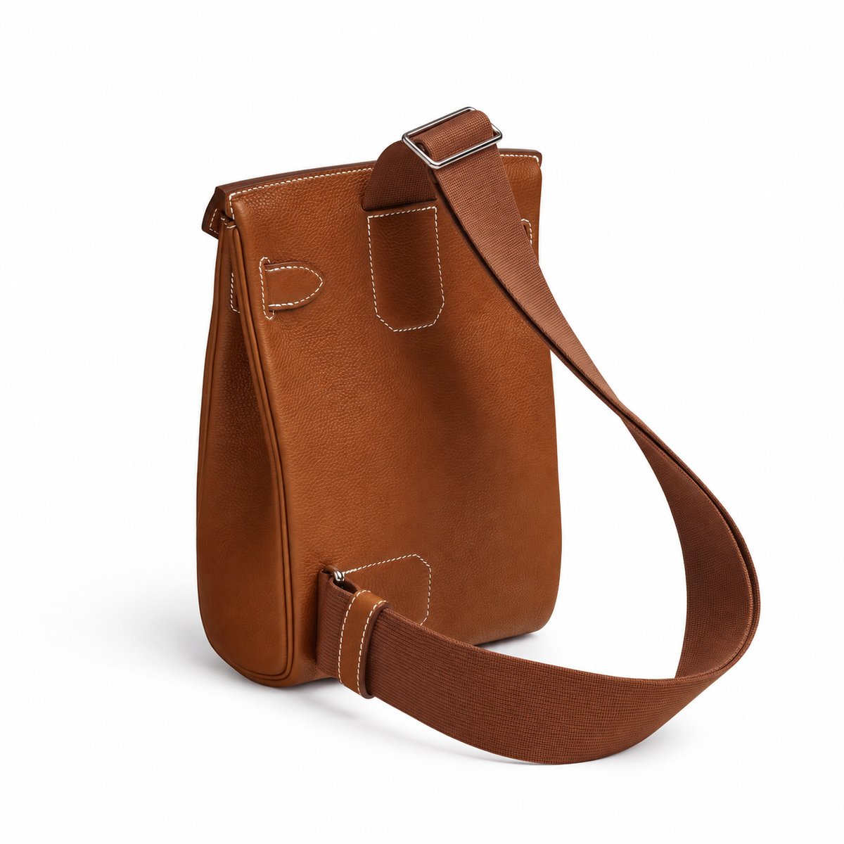 Hermès Hac a Dos PM – Fauve – Rear view on white background